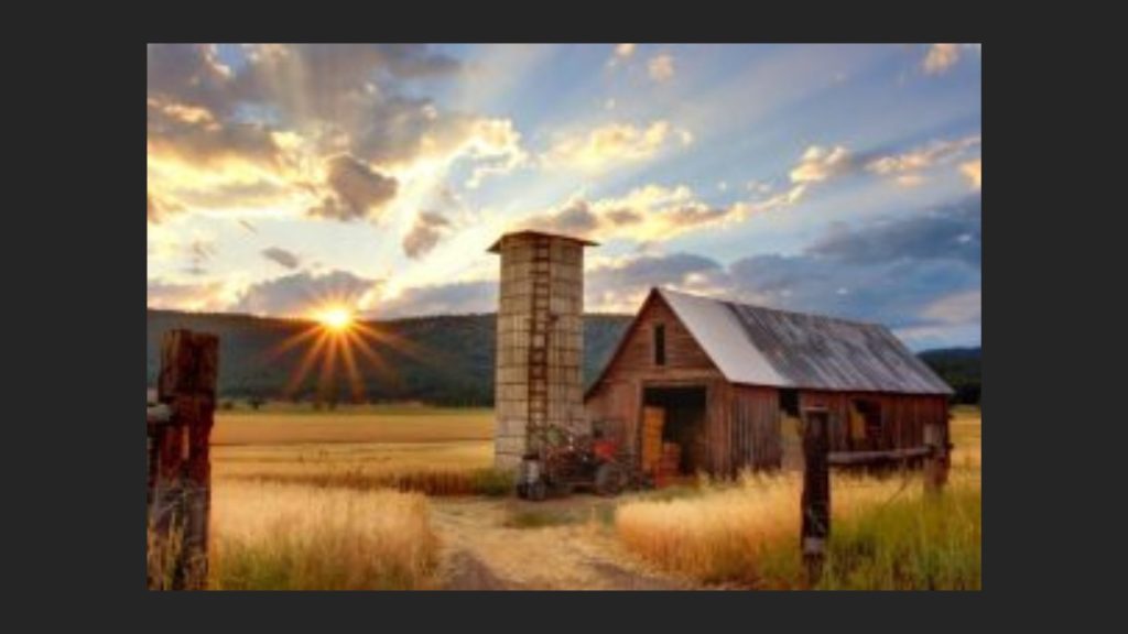barn and sky
